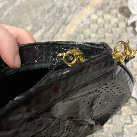 Vintage Lorenzi Black Genuine Snake Leather Crossbody handbag Purse - Picture 11 of 11